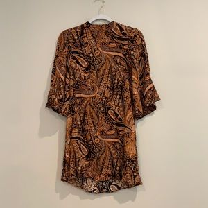 Fall paisley dress with bell sleeves